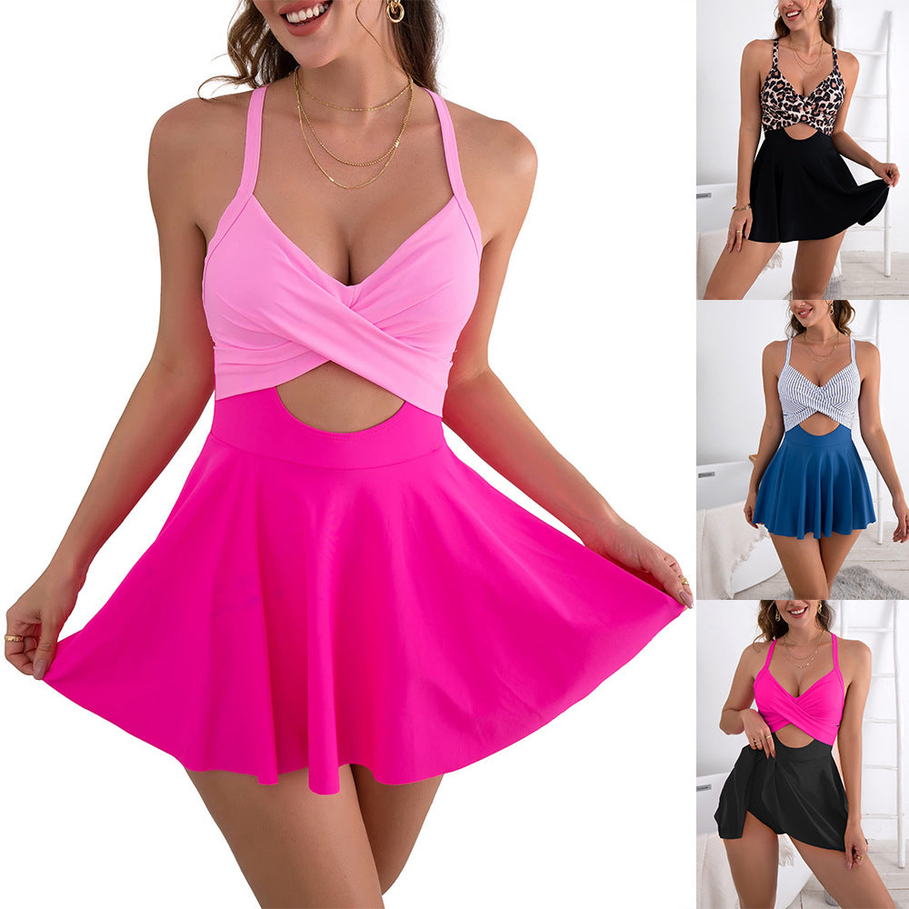 🎁New arrival 49% OFF💥🩱Women's Cutout One Piece Skirt Swimsuit