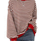 🔥2024 HOT SALE🔥Women's Oversized Striped Long Sleeve Pullover