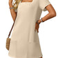💖LAST DAY SALE 50% OFF💖Women's Casual Square Neck Pocket Short Sleeve Dress with Pockets