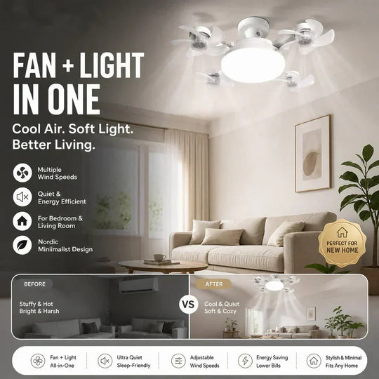 🌀49% OFF NOW! 💡Foldable Socket Ceiling Fan Light with Remote, Energy-Saving Cooling & Lighting for Bedroom & Home