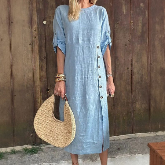 ⏳ Limited Time Hot Sale 50% OFF ✨Women's Button-Down Side Slit Maxi Dress