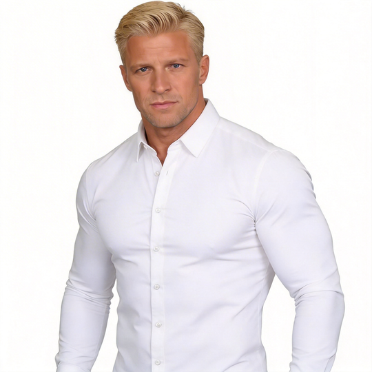 Men's Silky Wrinkle Resistant Solid Color Stretch Shirt