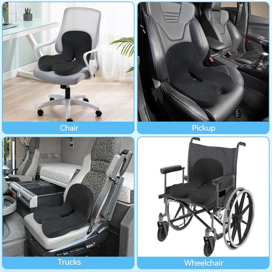 💥50% OFF !!!⏰Non-Slip Memory Foam Seat Cushion – Sciatica Relief, Breathable Mesh & Universal Fit for Car, Office & Wheelchair