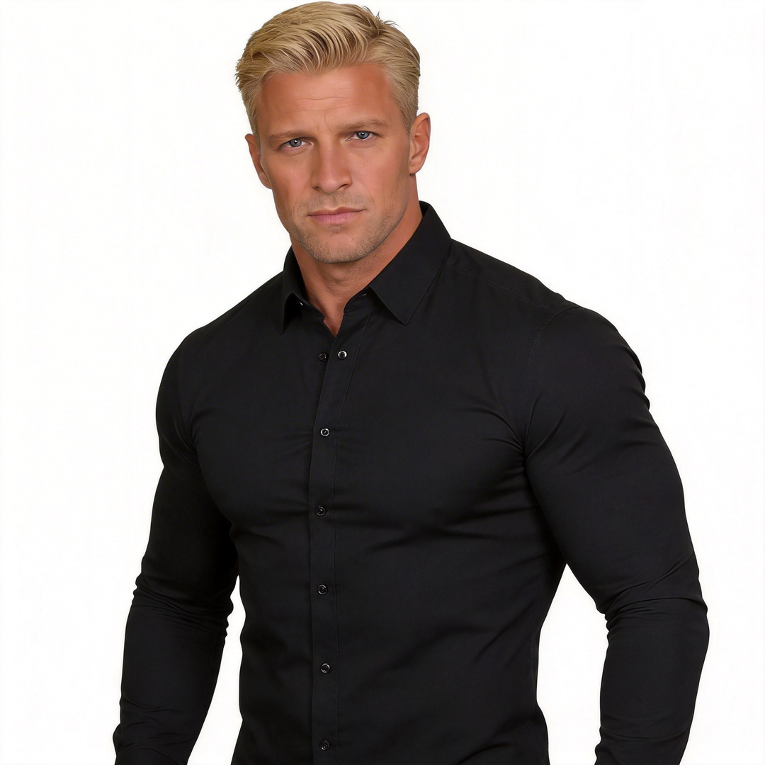 Men's Silky Wrinkle Resistant Solid Color Stretch Shirt