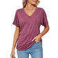 💕Hot Promotion- UP TO 58% OFF🌷V-Neck Solid Color Loose Ladies Tops