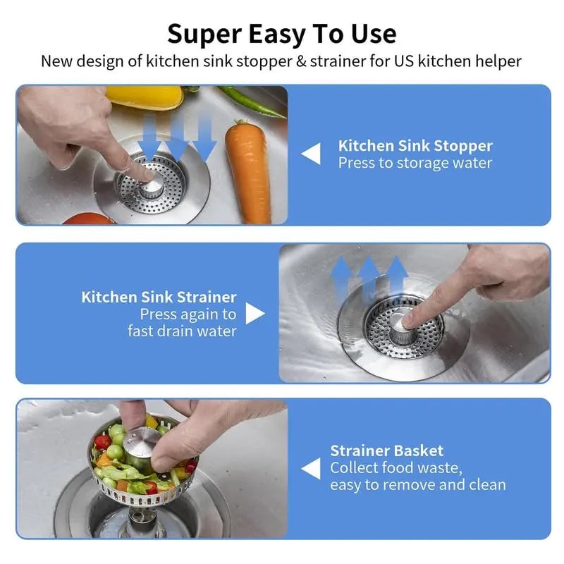 🔥 Last Day 75% OFF 🔥3 in 1 Kitchen Sink Drain Strainer Kitchen Gadgets