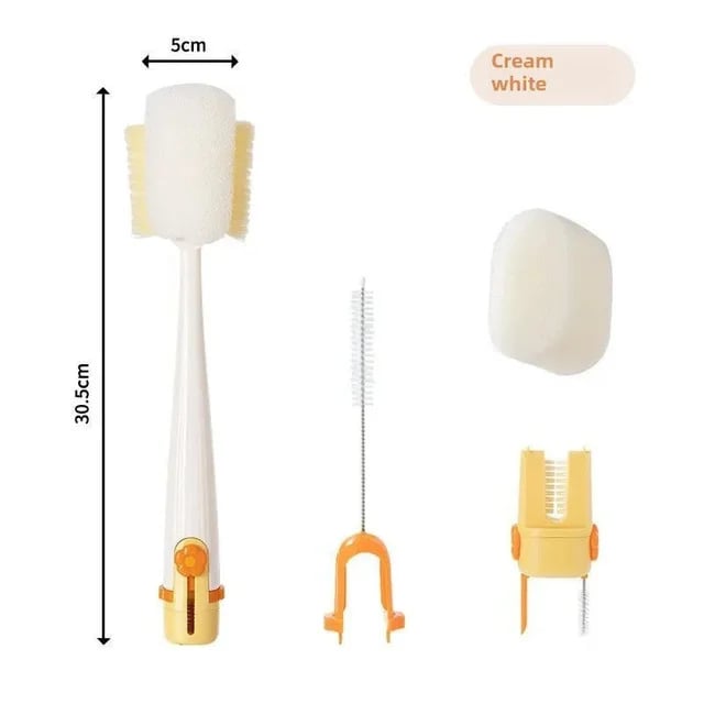 5-in-1 Bottle & Straw Cleaning Brush – Multifunctional Tool for Bottles, Cups, Straws (Cream White/Jasmine Green)-suhui