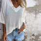 V-neck Hollow Knitted Top