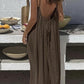 Women's Solid Color Drawstring Cami Dress, Elegant Cool Backless Long Slip, Dress for Summer Heat