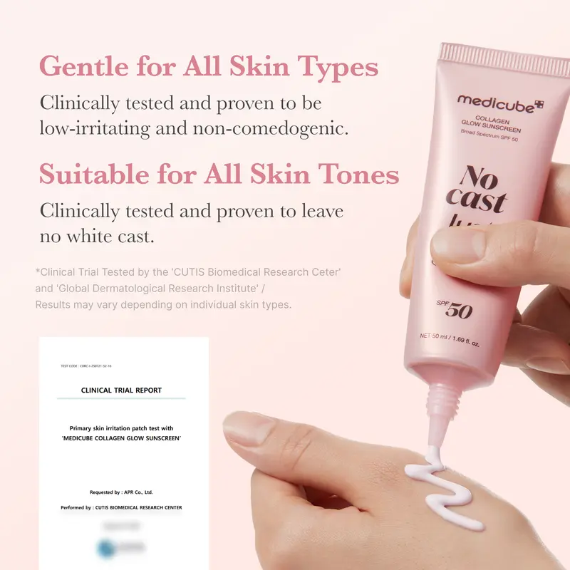 [NEW] [medicube] No Cast Just Glow Collagen Sunscreen | SPF 50 Broad Spectrum Face Sunscreen