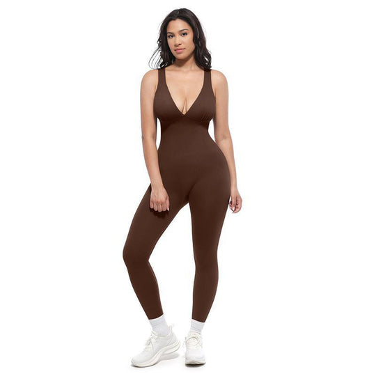 🥳2026 HOT SALE🥳💞50K+ SOLD!🌸🦋50% OFF High-Stretch V-Neck Jumpsuit – All-day ease for fitness & beyond. Breathable, flexible & effortlessly chic. Your go-to for movement. 🧘‍♀️💫