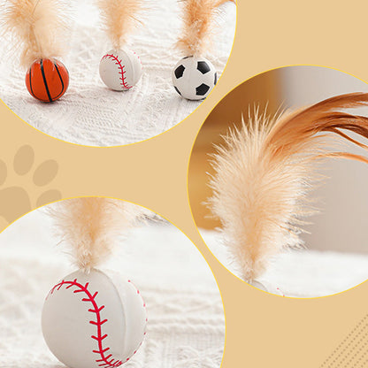 🔥2025 HOT SALE🐱 Interactive Cat Bouncy Ball with Feather