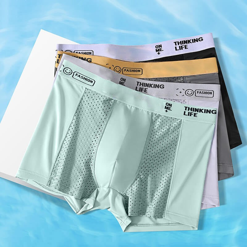 🔥Men's Ice Silk Breathable Mesh Boxer Briefs（4 Piece Set）🔥