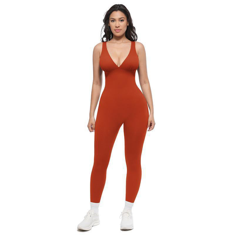🥳2026 HOT SALE🥳💞50K+ SOLD!🌸🦋50% OFF High-Stretch V-Neck Jumpsuit – All-day ease for fitness & beyond. Breathable, flexible & effortlessly chic. Your go-to for movement. 🧘‍♀️💫