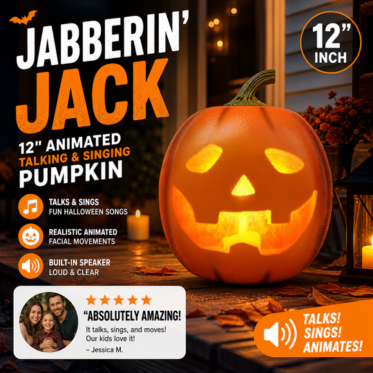 🎃Lowest Price Ever !! ⏰Jabberin' Jack Animated Talking & Singing Pumpkin