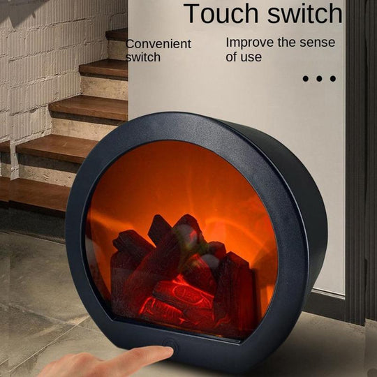 🔥Smart Touch Electric Fireplace Lamp, Decorative Fireplace Lantern LED Light, Simulation Light with Touching Switch, USB/Battery Powered Fireplace Light for Home Room Decor