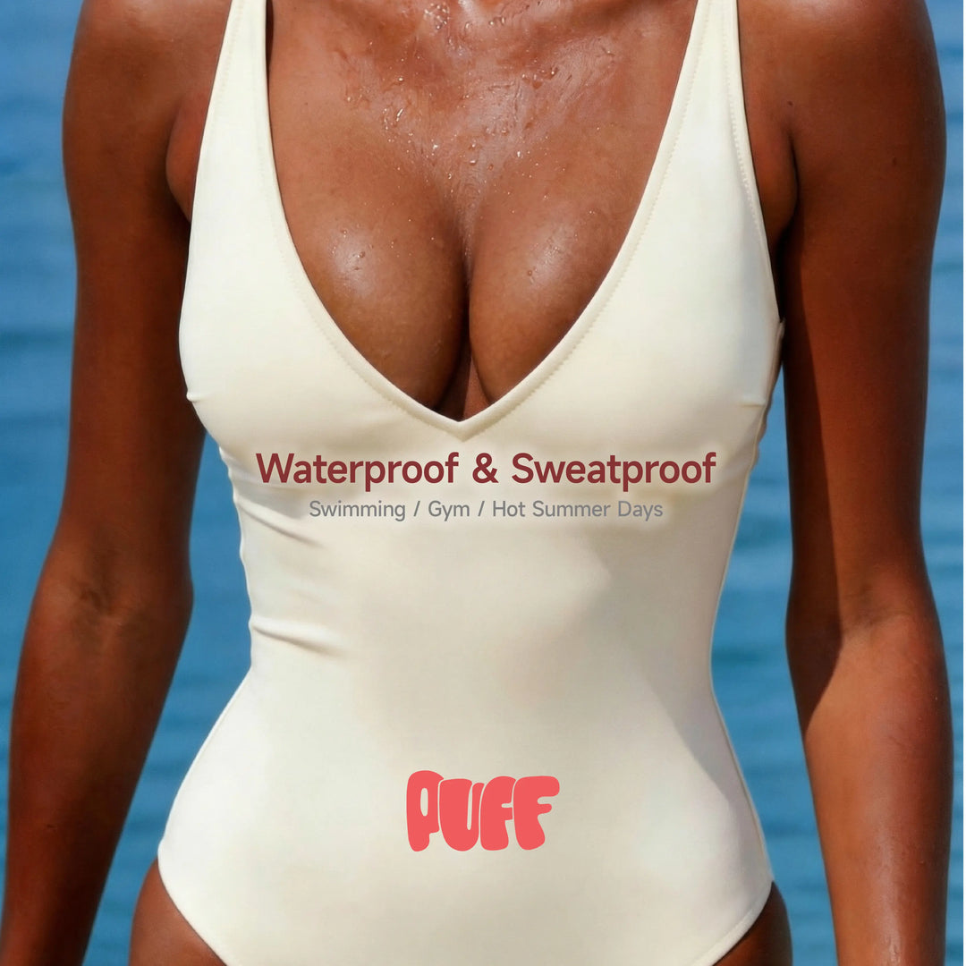 PUFF Sticky Bra – No.1 Push-up Sticky Bra, Waterproof & Sweat-proof Invisible Bra, Reusable Silicone Adhesive Bra for Women, Includes Storage Board & Replaceable Pads