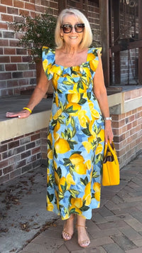 Plus Size Lemon Printing Tunic Dress