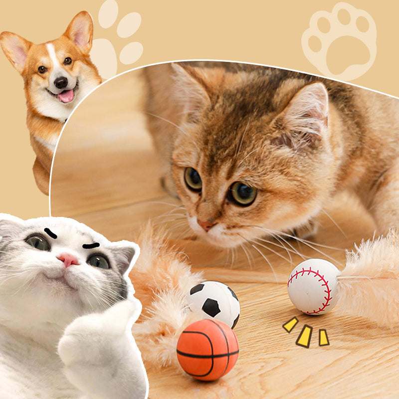 🔥2025 HOT SALE🐱 Interactive Cat Bouncy Ball with Feather