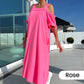 🏖️ SUMMER SPECIALS 💃 Women's Cold Shoulder Maxi Dress - Casual Style & Flowy Silhouette | Perfect for Garden Parties, Beach Days or Evening Walks | UK Sizes