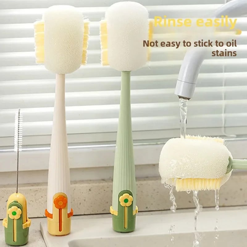 5-in-1 Bottle & Straw Cleaning Brush – Multifunctional Tool for Bottles, Cups, Straws (Cream White/Jasmine Green)-suhui