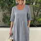🌸Spring Specials💐 Solid Color Cotton Linen Pockets Tunic Midi Dress