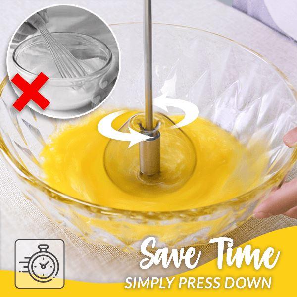 AA Stainless Steel Hand-Push Rotary Whisk - Food-Grade Rust