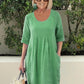 🌸Spring Specials💐 Solid Color Cotton Linen Pockets Tunic Midi Dress