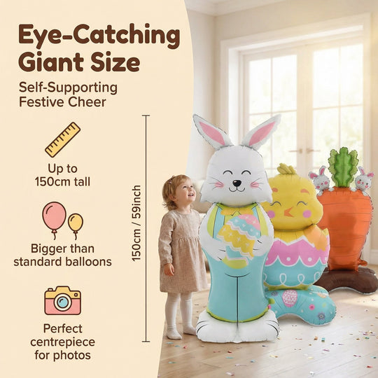 🎁EASTER SALE – £5.99!!🐰🎉Giant 3D Standing Bunny Balloon Self-Supporting Festive Cheer