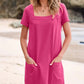 💖LAST DAY SALE 50% OFF💖Women's Casual Square Neck Pocket Short Sleeve Dress with Pockets