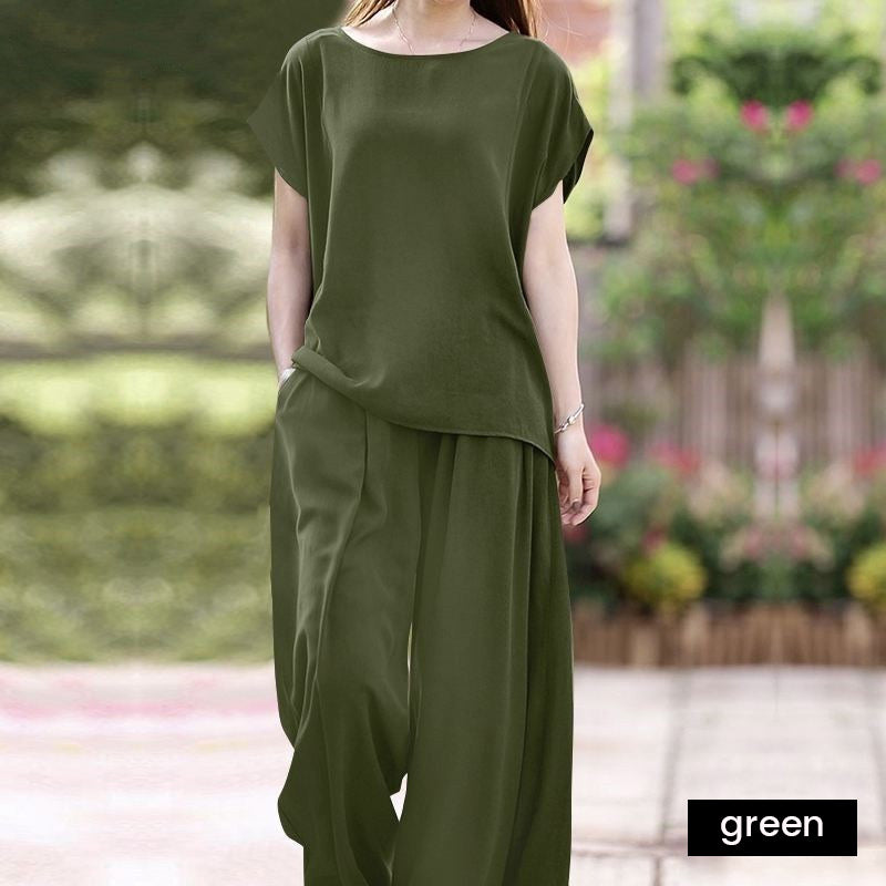 ✈Free Shipping🔥Solid color casual wide-leg pants set