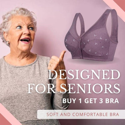 🔥Buy 2 get 1 free (3pcs)🔥Design for Senior Front Closure Cotton Bra