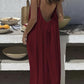 Women's Solid Color Drawstring Cami Dress, Elegant Cool Backless Long Slip, Dress for Summer Heat