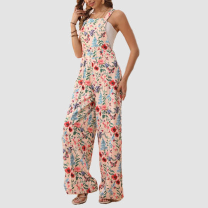 Floral Button Wide Leg Jumpsuit