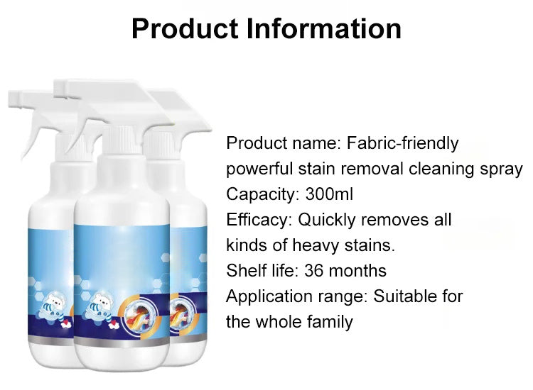 Fabric-friendly powerful stain removal cleaning spray