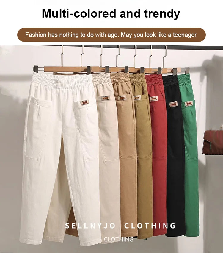 🔥Last Day Sale 49%💝Women's Elastic Waist Cotton Pants