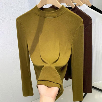 Gift for Women! Fashionable Stretchy Slim Stand-collar Base Shirt