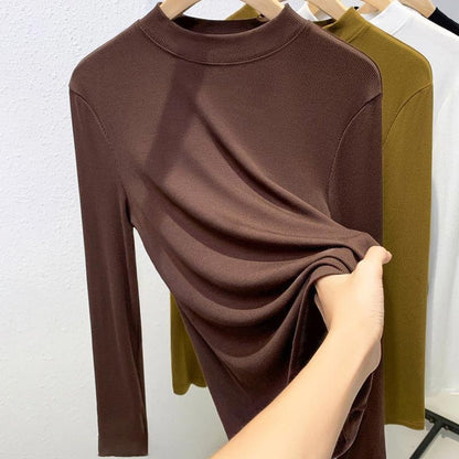 Gift for Women! Fashionable Stretchy Slim Stand-collar Base Shirt