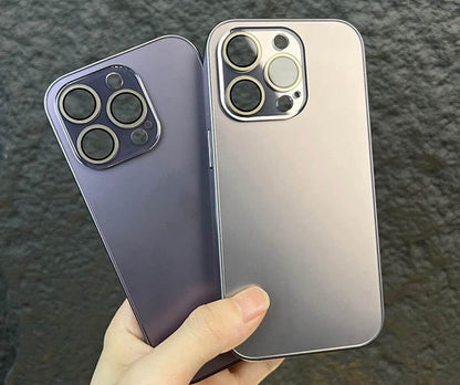 Matte Plated Tempered Glass iPhone Case