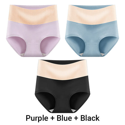 3pcs Women's High Waisted Breathable Antibacterial Soft Underwear