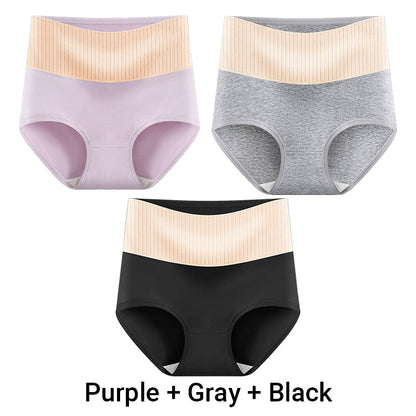 3pcs Women's High Waisted Breathable Antibacterial Soft Underwear