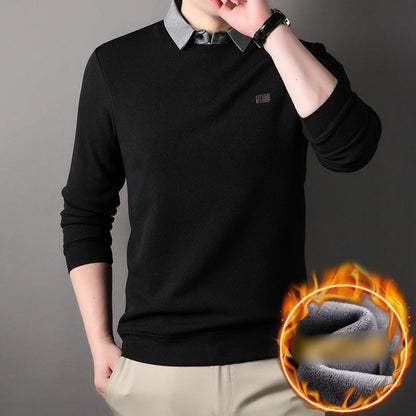 False Two-Piece Men's Warm Knit Sweater