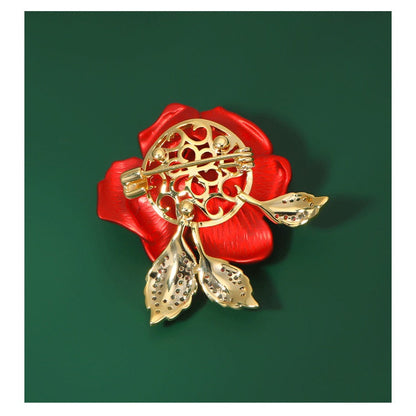 High-Quality Enameled Rose Brooch For Mum Or Wife