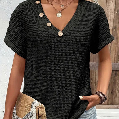 💗 50% discount 🌸 Fashionable short sleeved V-neck women's top