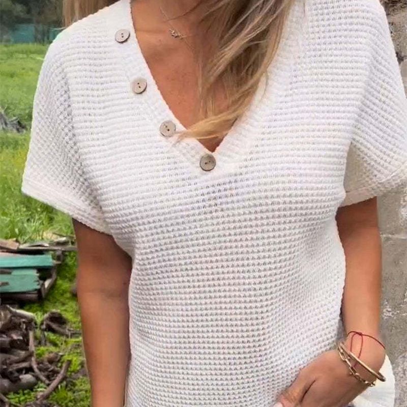 💗 50% discount 🌸 Fashionable short sleeved V-neck women's top