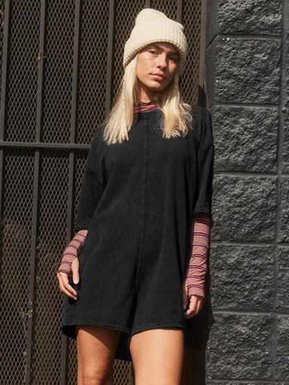 Oversized T-shirt V-shaped Back Romper