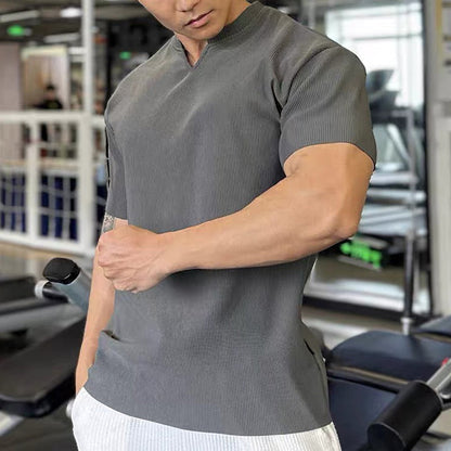 Men's V-Neck Short Sleeve Muscle Athletic Workout T-Shirts😍