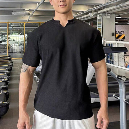 Men's V-Neck Short Sleeve Muscle Athletic Workout T-Shirts😍