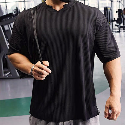 Men's V-Neck Short Sleeve Muscle Athletic Workout T-Shirts😍