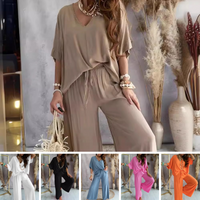 Solid Color Women's Loose Fit Jumpsuit Set